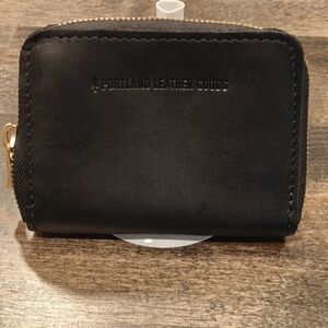 Portland Leather Black Wallet with Gold Zipper